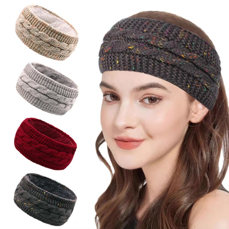 Fleece Ear Warmer Band - Women's Winter Chunky Knit Headband Trendy
