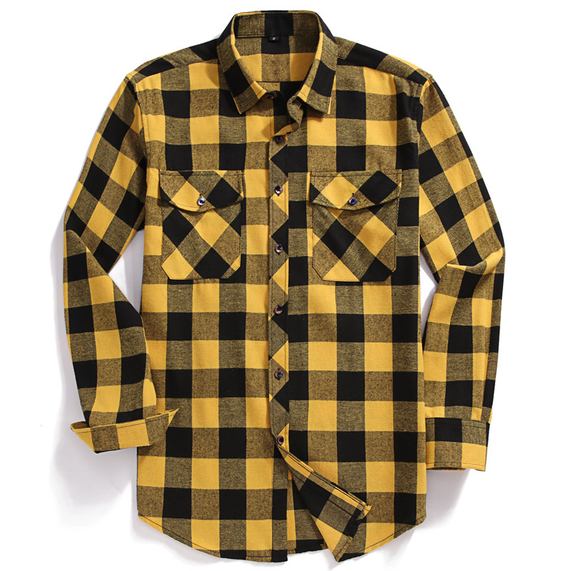 Fall Men's Long-Sleeved Casual - Flannel Shirt Lined 评论和价格