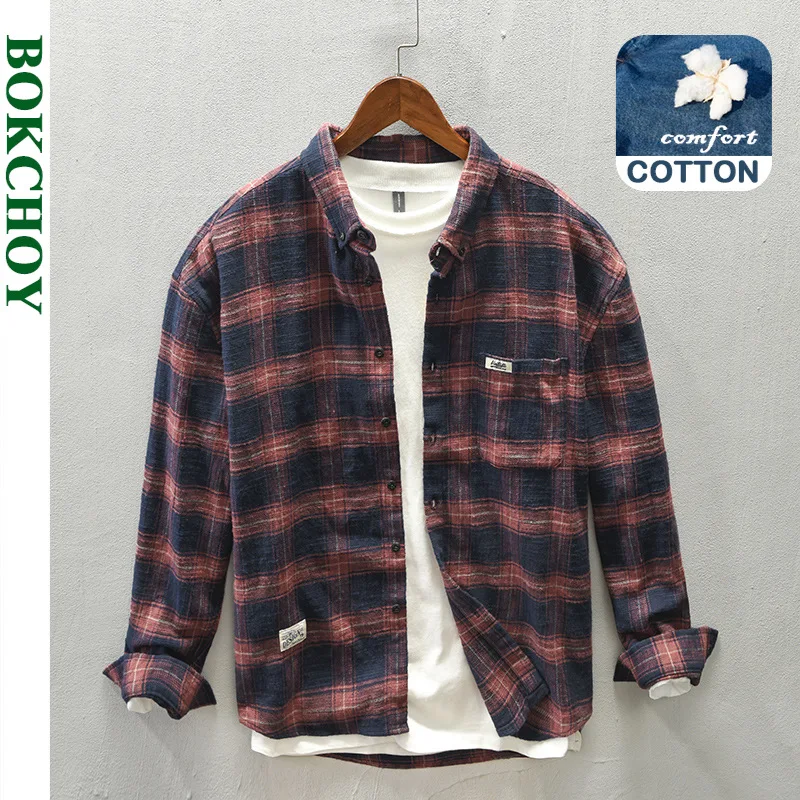 Spring and Autumn New Men 100% - Flannel Shirt Lined 评论和价格
