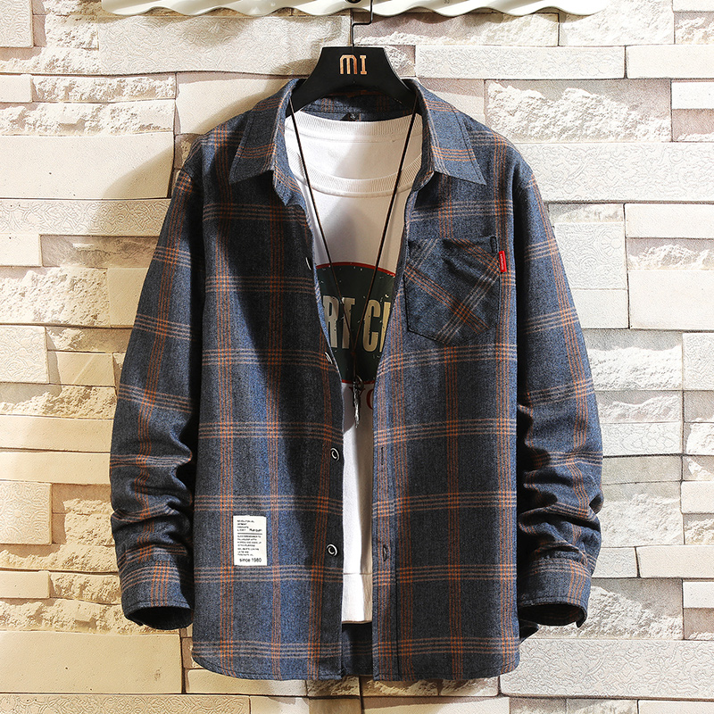 2027 Summer Men's Plaid Shirt  - Flannel Shirt Lined 评论和价格