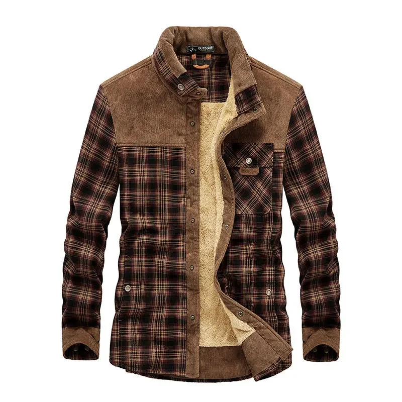 Men Plaid Shirts Winter Jacket - Flannel Shirt Lined 评论和价格